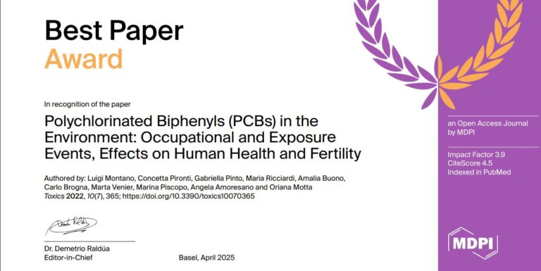 EFF premiato dalla rivista TOXICS:riconoscimento internazionale per uno studio sui PCB.